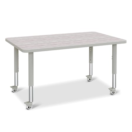 Jonti-Craft Berries Rectangle Activity Table, 30 in. x 48 in., Mobile, Driftwood Gray/Gray/Gray 6473JCM450